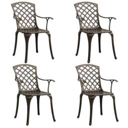 Berkfield Home 5 Piece Bistro Set Cast Aluminium Bronze in Brown - thumbnail 3