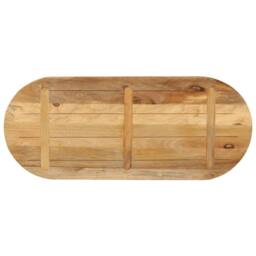 Berkfield Home Table Top 140x50x3.8 cm Oval Solid Wood Rough Mango in Brown - thumbnail 5