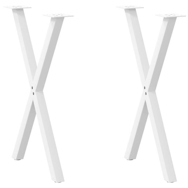 Berkfield Home Dining Table Legs X-Shaped 2 pcs White 60x(72-73) cm Steel - image 1
