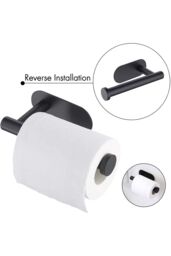 Living and Home Modern Wall Mounted Stainless Steel Toilet Paper Roll Holder for Bathroom in Black - thumbnail 5
