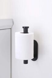 Living and Home Modern Wall Mounted Stainless Steel Toilet Paper Roll Holder for Bathroom in Black - thumbnail 2