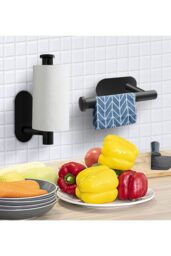 Living and Home Modern Wall Mounted Stainless Steel Toilet Paper Roll Holder for Bathroom in Black - thumbnail 3