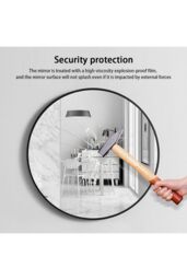 Living and Home 50cm Black Nordic Round Bathroom Mirror Metal Frame Wall Mirror -Above Sink or Dressing Table - thumbnail 5