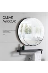 Living and Home 50cm Black Nordic Round Bathroom Mirror Metal Frame Wall Mirror -Above Sink or Dressing Table - thumbnail 3