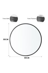 Living and Home 50cm Black Nordic Round Bathroom Mirror Metal Frame Wall Mirror -Above Sink or Dressing Table - thumbnail 6