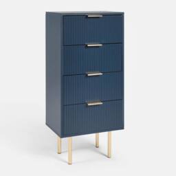 OHS Ribbed 4-Drawer Unit Engineered Wood Cabinet Storage in Navy - thumbnail 4