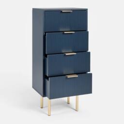 OHS Ribbed 4-Drawer Unit Engineered Wood Cabinet Storage in Navy - thumbnail 5