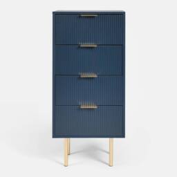OHS Ribbed 4-Drawer Unit Engineered Wood Cabinet Storage in Navy - thumbnail 3