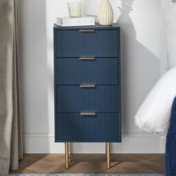 OHS Ribbed 4-Drawer Unit Engineered Wood Cabinet Storage in Navy