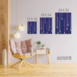 "Artery8 Red Blue Arrows Textile Pattern Canvas Wall Art Print Korin - Size: W18"" x H24""" - thumbnail 4