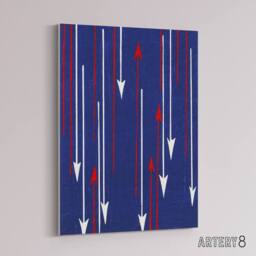 "Artery8 Red Blue Arrows Textile Pattern Canvas Wall Art Print Korin - Size: W18"" x H24""" - thumbnail 2