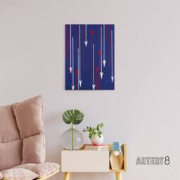"Artery8 Red Blue Arrows Textile Pattern Canvas Wall Art Print Korin - Size: W18"" x H24""" - thumbnail 3