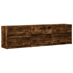 Berkfield Home TV Cabinet with LED Smoked Oak 180x34x50 cm Engineered Wood in Brown - Size: 180 x 34 x 50 cm - thumbnail 3