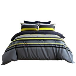 Snug City Duvet Cover & Pillowcase Set Red Black Stripe Design Polycotton Bed Linen - Size: Double - thumbnail 2
