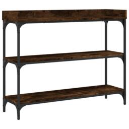 Berkfield Home Console Table with Shelves Smoked Oak 100x30x80 cm in Brown - Size: 100 x 30 x 80 cm