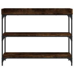 Berkfield Home Console Table with Shelves Smoked Oak 100x30x80 cm in Brown - Size: 100 x 30 x 80 cm - thumbnail 4
