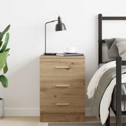 Berkfield Home Bedside Cabinet Artisan Oak 38x35x55 cm Engineered Wood in Brown - Size: 38 x 35 x 55 cm - thumbnail 4