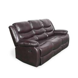 Furnishings For Less UK Cortland Leather Look 3 Seater Manual Reclining Sofa Brown - thumbnail 5