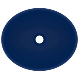 Berkfield Home Luxury Basin Oval-shaped Matt Dark Blue 40x33 cm Ceramic - thumbnail 4