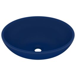 Berkfield Home Luxury Basin Oval-shaped Matt Dark Blue 40x33 cm Ceramic - thumbnail 2