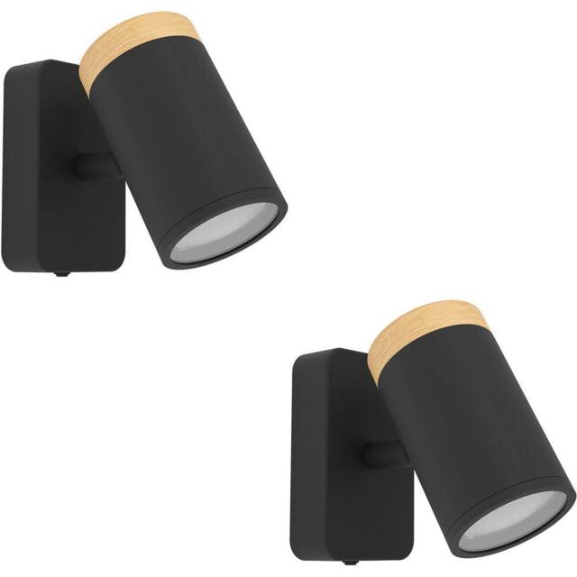 Loops 2 PACK Sleek LED Ceiling Spotlight in Black / Brown - Bathroom Lamp - image 1