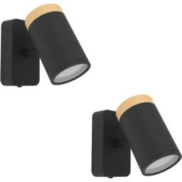 Loops 2 PACK Sleek LED Ceiling Spotlight in Black / Brown - Bathroom Lamp