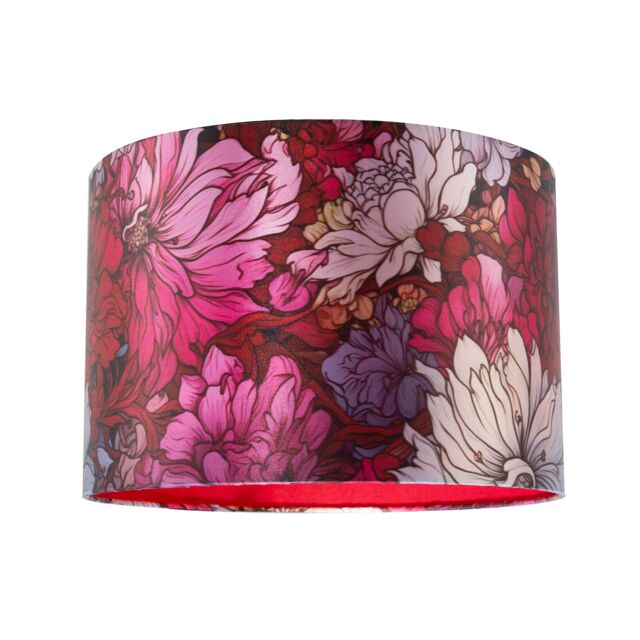 Happy Homewares Classic Red Lilac & Pink Chrysanthemum Japanese Style Lamp Shade - Size: 12 inches - image 1