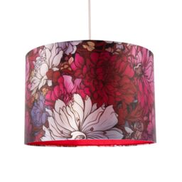Happy Homewares Classic Red Lilac & Pink Chrysanthemum Japanese Style Lamp Shade - Size: 12 inches - thumbnail 2