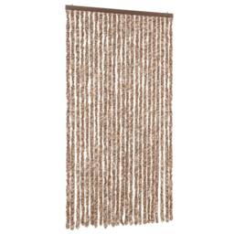 Berkfield Home Fly Curtain Beige & Dark Brown 100x230 cm Chenille - thumbnail 1