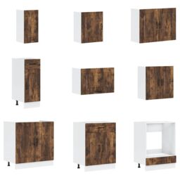 Berkfield Home 14 Piece Kitchen Cabinet Set Kalmar Smoked Oak Engineered Wood in Brown - thumbnail 4