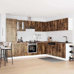 Berkfield Home 14 Piece Kitchen Cabinet Set Kalmar Smoked Oak Engineered Wood in Brown - thumbnail 3
