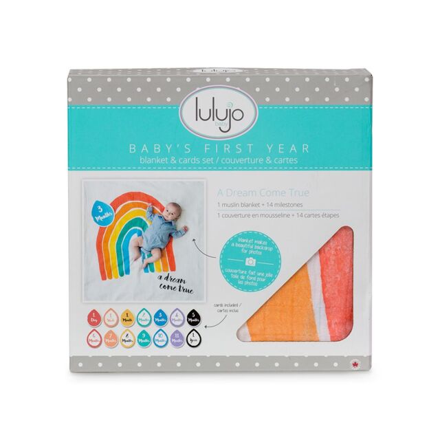 Lulujo Single Cotton Swaddle & Cards Gift Set - A Dream Come True
