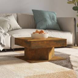 Berkfield Home Coffee Table Smoked Oak 57x57x30 cm Engineered Wood in Brown - Size: 57 x 57 x 30 cm - thumbnail 2