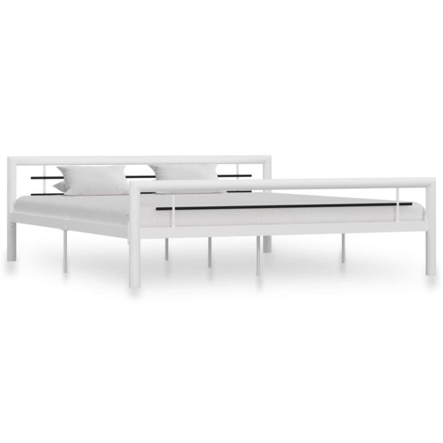 Berkfield Home Bed Frame White & Black Metal 180x200 cm Super King - image 1