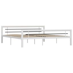 Berkfield Home Bed Frame White & Black Metal 180x200 cm Super King - thumbnail 2