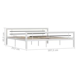 Berkfield Home Bed Frame White & Black Metal 180x200 cm Super King - thumbnail 6