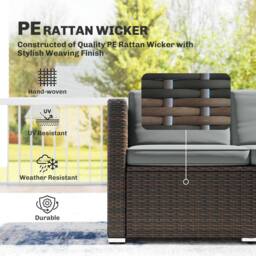 OUTSUNNY Garden Furniture Set w/ Padded Cushions Corner Sofa Set, Light Grey in Brown - thumbnail 4