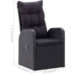 Berkfield Home 7 Piece Garden Dining Set with Cushions Black Poly Rattan - thumbnail 5