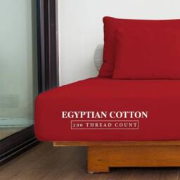 Homes-Linen 100% Egyptian Cotton 200TC Fitted Sheet 30cm Deep Pocket in Red - Size: King - thumbnail 2