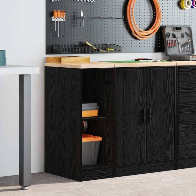 Berkfield Home Durable Garage Storage Cabinet Black 30x51x85 cm Solid Wood Pine - Size: 30 x 51 x 85 cm - image 1