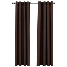 Berkfield Home Linen-Look Blackout Curtains with Grommets 2pcs Taupe 140x225cm - Size: 140x225 cm - thumbnail 2