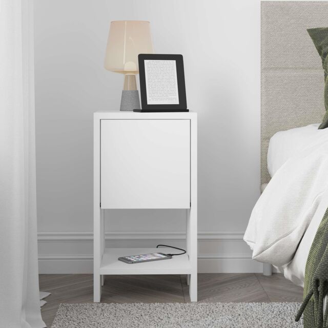 Decortie Ema 30cm Compact Bedside Cabinet, 1-Drawer Dark Brown in White - Size: 1 Pack - image 1
