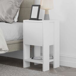 Decortie Ema 30cm Compact Bedside Cabinet, 1-Drawer Dark Brown in White - Size: 1 Pack - thumbnail 4