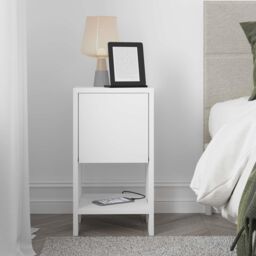 Decortie Ema 30cm Compact Bedside Cabinet, 1-Drawer Dark Brown in White - Size: 1 Pack