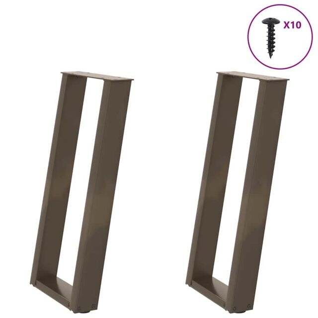 Berkfield Home Console Table Legs U-Shaped 2 pcs Natural Steel 28x(72-73) cm Steel in Brown - image 1
