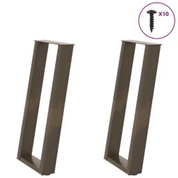 Berkfield Home Console Table Legs U-Shaped 2 pcs Natural Steel 28x(72-73) cm Steel in Brown