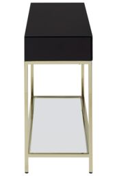 Orsina Glamorous Gold Finish Console Table, Decorative Table For Livingrooms, Stylish Room Table With Glass Shelf in Black - thumbnail 3