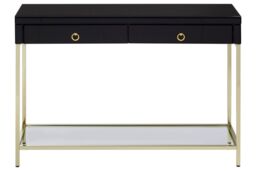 Orsina Glamorous Gold Finish Console Table, Decorative Table For Livingrooms, Stylish Room Table With Glass Shelf in Black - thumbnail 7