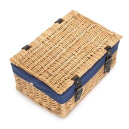 Red Hamper 36cm Buff Wicker Empty Picnic Basket in Navy - thumbnail 3
