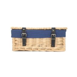 Red Hamper 36cm Buff Wicker Empty Picnic Basket in Navy - thumbnail 4